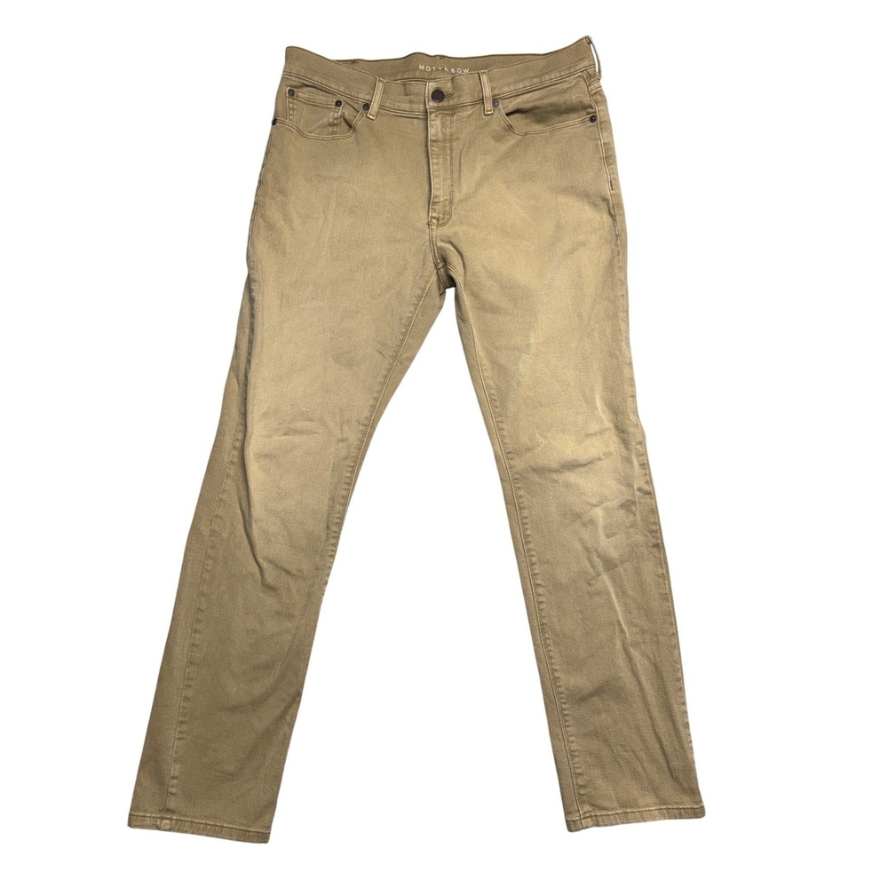 Mott & Bow Mens Slim Fit Jeans Tan Khaki W33 L32 Stretch Twill Pants